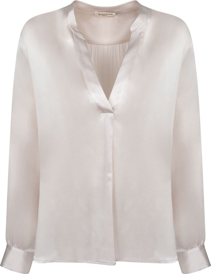 Blanca Vita V-Neck Satin Tunic Top