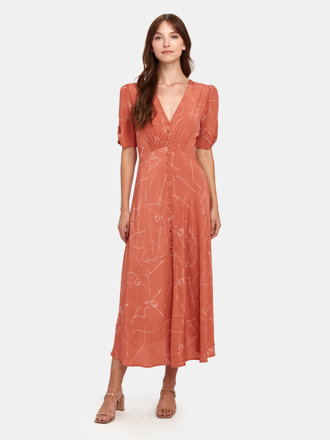 astr the label lace midi dress red