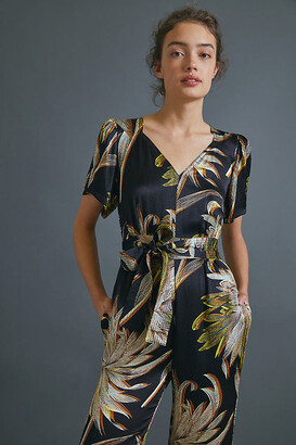 green palm print jumpsuit