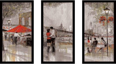 Red Barrel Studio New York Romance' Framed Acrylic Painting Print Multi-Piece Image on Acrylic
