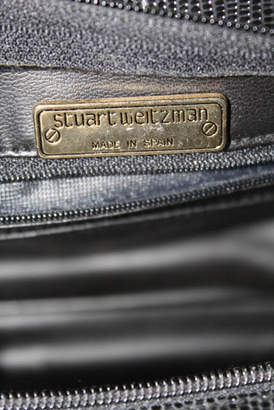 Stuart Weitzman Black Lizard Structured Zipper Closure Mini Toe Handbag