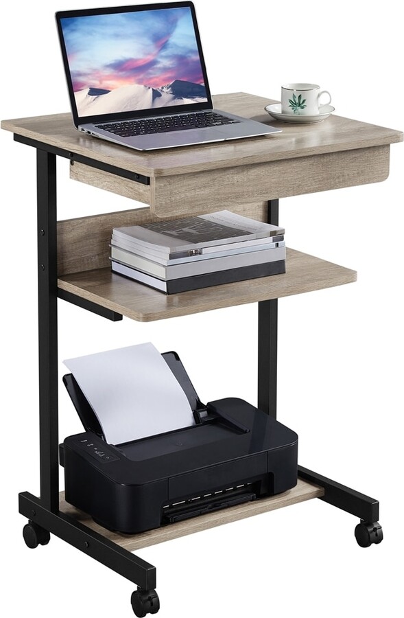 Yaheetech Rolling Computer Desk Table Tray Desk with Drawer and Shelf
