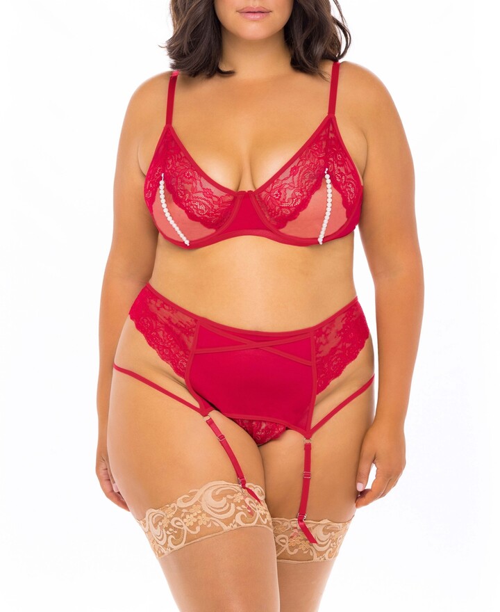 Oh La La Cheri Plus Size Lace and Imitation Pearls Open Cup Bra and  Matching G-String Set, 2 Piece - ShopStyle