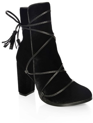 Glamorous Velvet Tie Up Ankle Boots