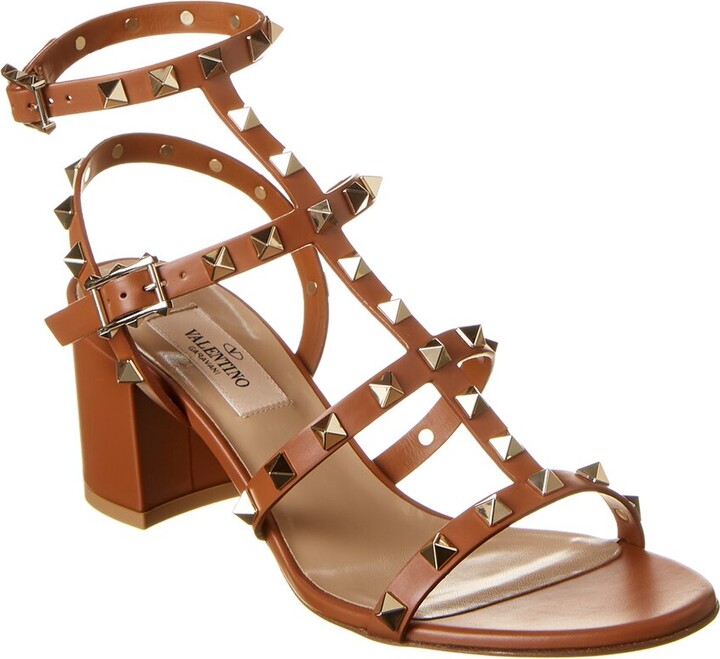 Valentino Rockstud Caged 60 Leather Ankle Strap Sandal