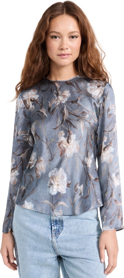 Vince Night Carnation Bias Crew Neck Blouse