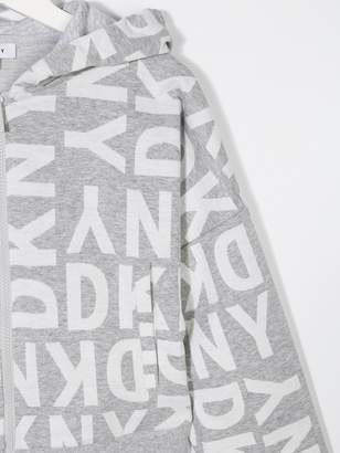 DKNY TEEN logo zip hoodie