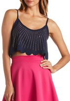 Thumbnail for your product : Charlotte Russe Studded & Scalloped Crop Top