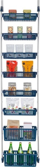 Smart Design SmartDesign8-TierOverTheDoorHangingPantryOrganizerwith6fullBasketsand2DeepBasketsBlue:KitchenStorageRack