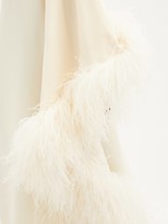 Thumbnail for your product : Taller Marmo Ubud One-shoulder Feather-trimmed Crepe Midi Dress - Ivory