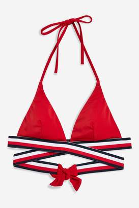 Tommy Hilfiger Womens **Wrap Triangle Bikini Top By Red