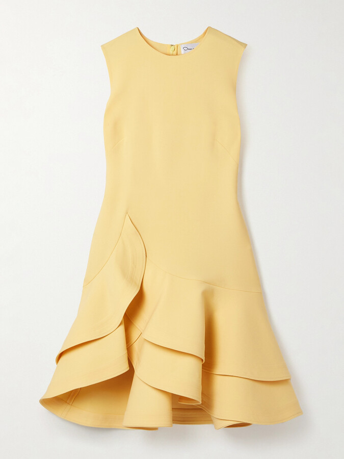 Oscar de la Renta Ruffled Wool-blend Crepe Mini Dress - Yellow