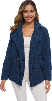 KCatsy Womens Coat Jacket Blazer Plus Size Pleuche Velour Waterfall Collar Long Sleeve Ladies Loose Outerwear 