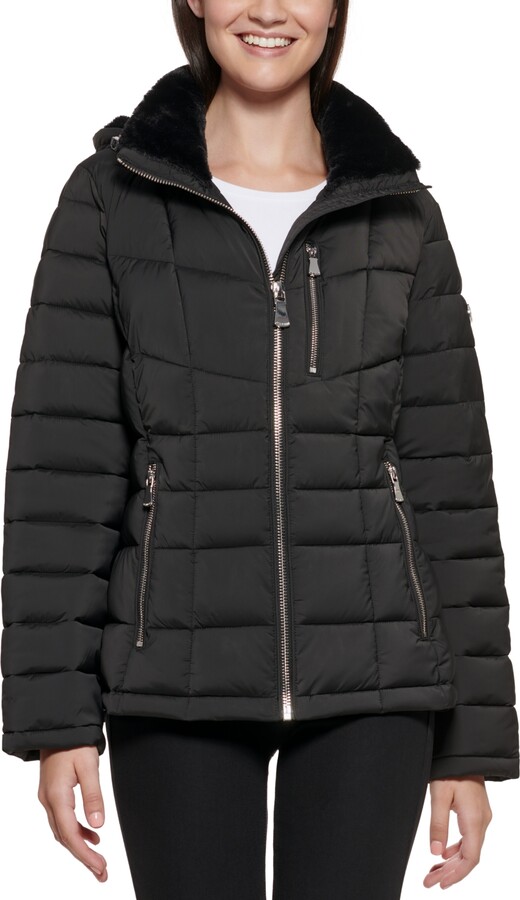 Calvin Klein Women's Faux-Fur-Trim Hooded Puffer Coat, Created for Macy's -  ShopStyle