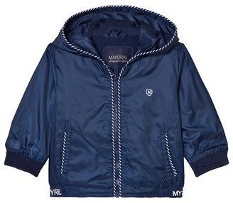 Mayoral Navy Hooded Windbreaker with Stripe Trims