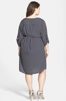 Thumbnail for your product : Collective Concepts Print Roll Sleeve Shirtdress (Plus Size)