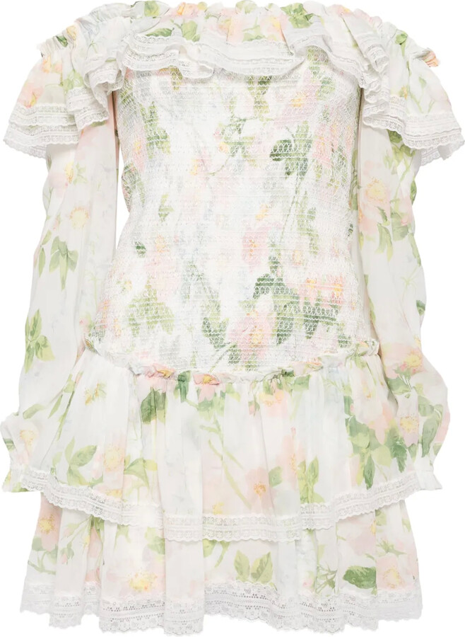 Needle & Thread Immortal Rose poppy smocked mini dress