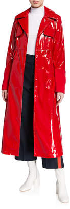 Kirin Faux-Leather Belted Trench Coat
