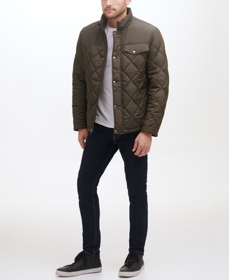コート Cole Haan Channel Coat Cole Haan Women's Faux Leather Belted Quilted Signature Coat
