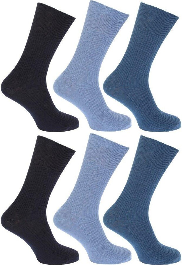 Floso Ribbed Non Elastic Top 100 Cotton Socks (Pack Of 6) ShopStyle