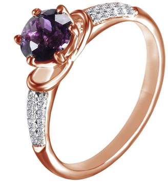 Jewel Zone US Round Simulated Amethyst & White Cubic Zirconia Wedding Ring in 10k Solid Gold