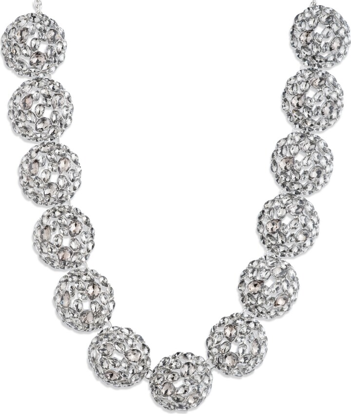 Givenchy Glass Stone Silver-Tone Drama Cluster Collar Necklace