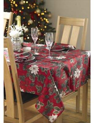 Christmas Red Poinsettia Square Tablecloth 36X36In