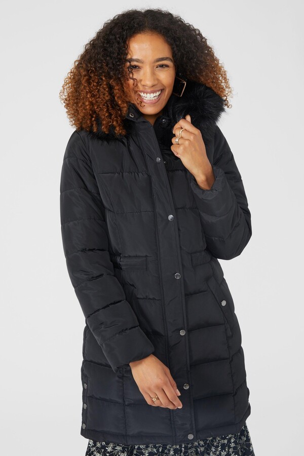 Maine Fur Trim Hood Quilted Coat ShopStyle