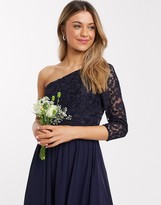 Thumbnail for your product : Chi Chi London Chi Chi Bridesmaid Toyah one shoulder maxi dress in navy