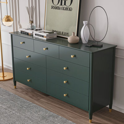 Liu's ink furniture Vintage Green 9-Drawer Storage Cabinet Sideboard