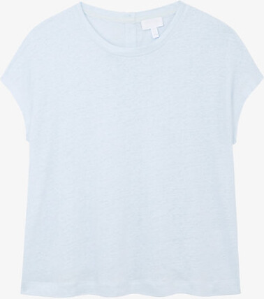 The White Company Womens Ice Blue Button-Back Short-Sleeve Linen-Jersey Top 16