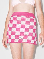 Thumbnail for your product : Frankie's Bikinis Jasper Checked Crochet Mini Skirt