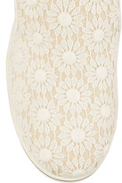 Thumbnail for your product : Stella McCartney Crocheted floral-lace and canvas slip-on sneakers