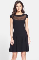 Thumbnail for your product : Cynthia Rowley Illusion Yoke Textured Fit & Flare Dress