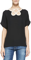Thumbnail for your product : Diane von Furstenberg Short-Sleeve Cutout-Neck Top