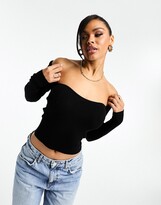 Thumbnail for your product : Threadbare Vanessa sweetheart neckline ribbed top in black