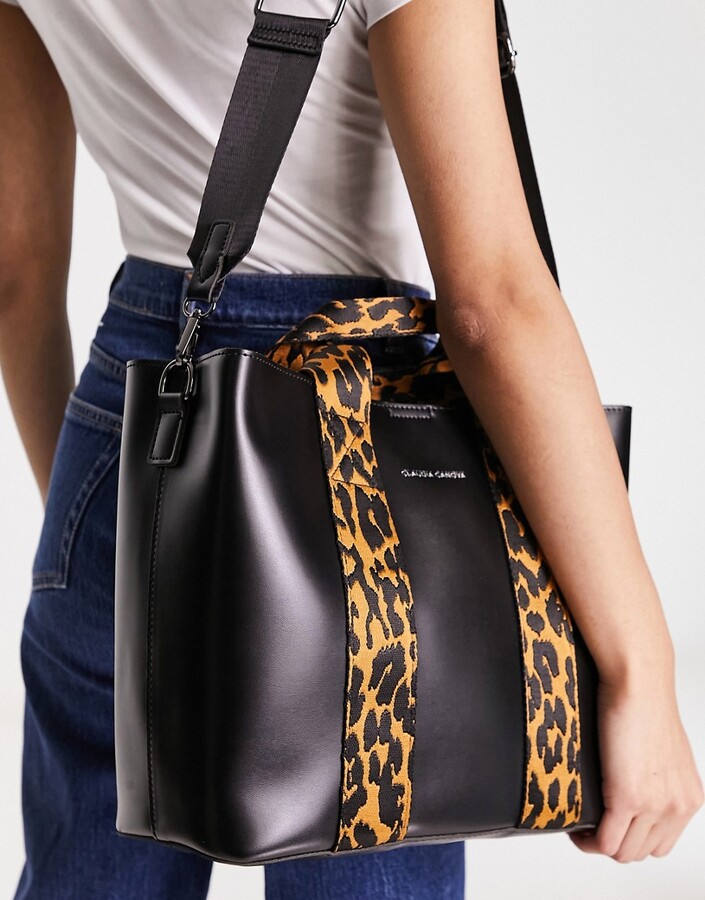Claudia Canova tote bag with leopard print detail and crossbody strap