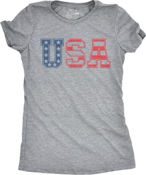 Crazy Dog T-Shirts, Inc. WomensUSAVintageTShirt4thOfJulyIndepenceDayTShirtPatrioticAmerica-CrazyDogWomen'sTShirtForFourthOfJulyLightGrey3XL