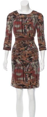 Philosophy di Alberta Ferretti Wool Forest Print Dress