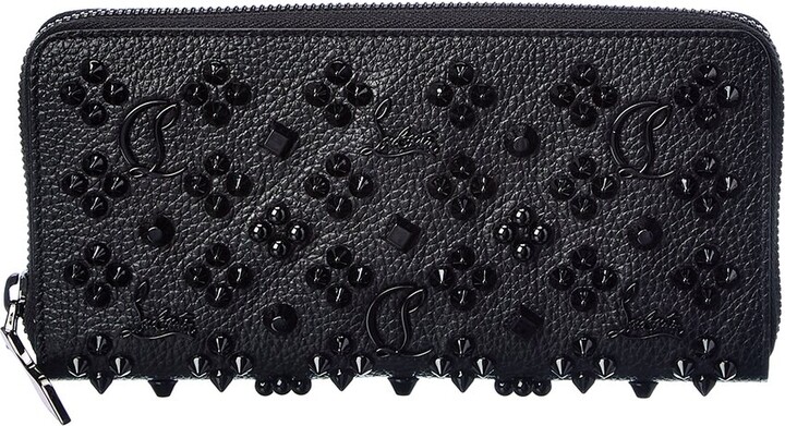 Christian Louboutin Panettone Studded Leather Zippy Wallet Black