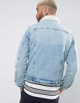 Thumbnail for your product : ASOS Fleece Lined Denim Jacket In Mid Wash