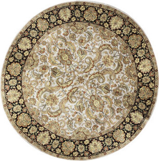 Bokara Rug Co. Inc. One-of-a-Kind Hand-Knotted High-Quality Gray/Black/Olive/Ivory Round Area Rug