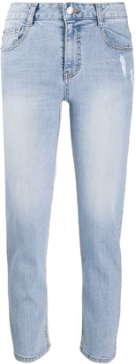 Sjyp High-Rise Destroyed-Hem Cropped Jeans
