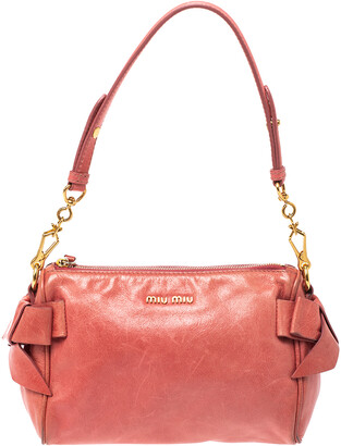 Miu Miu Peach Vitello Lux Leather Pochette Bag - ShopStyle Clutches
