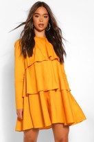 Thumbnail for your product : boohoo Cotton Long Sleeve Tiered Swing Dress