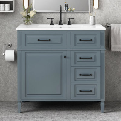 Latitude Run 36"Bathroom Vanity with Sink Flip Drawers Adjustable Shelf Freestanding