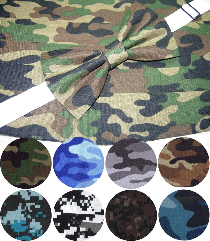 Etsy Deep Woods Camo Bow Tie & Cummerbund Set | Wedding Bow Ties Sets For Men Army Camo Green Military Tie