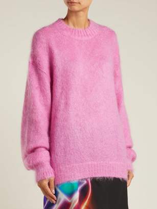 Prada Oversized Crew Neck Mohair Blend Sweater - Womens - Pink