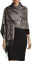 Thumbnail for your product : Sabira Paisley Jacquard Weave Silk Shawl, Black/White