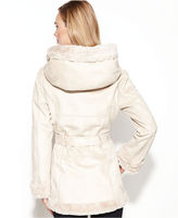 Thumbnail for your product : Jones New York Coat, Hooded Belted Faux-Shearling
